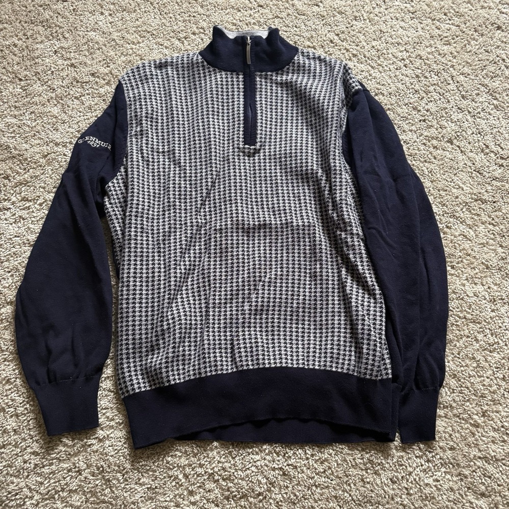 Glenmuir 1/4 Zip Sweeter Pullover Golf Men's XL Gray Multi Color Preppy Pattern